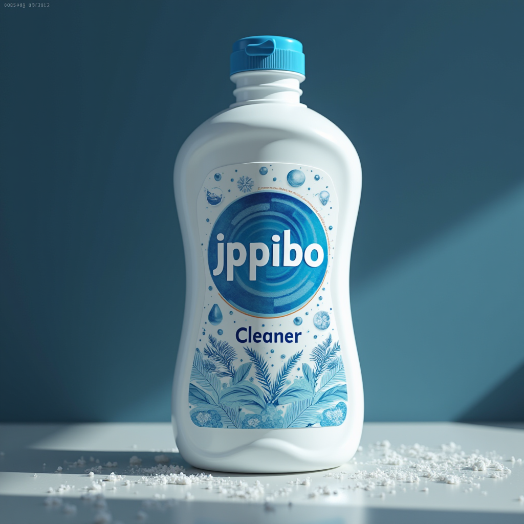 JPpibo Cleaner - 塩系トイレクリーナー 日本のエコフレンドリーな塩ベースのトイレ洗浄剤ブランドロゴ、古代エジプトの保存美学とサイバーパンクの活気を融合したデザイン