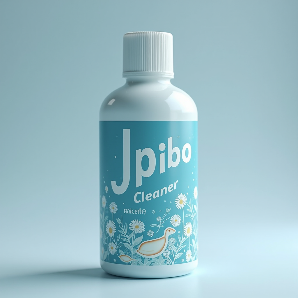 JPpibo Cleaner - 塩系トイレクリーナー 日本のエコフレンドリーな塩ベースのトイレ洗浄剤ブランドロゴ、古代エジプトの保存美学とサイバーパンクの活気を融合したデザイン